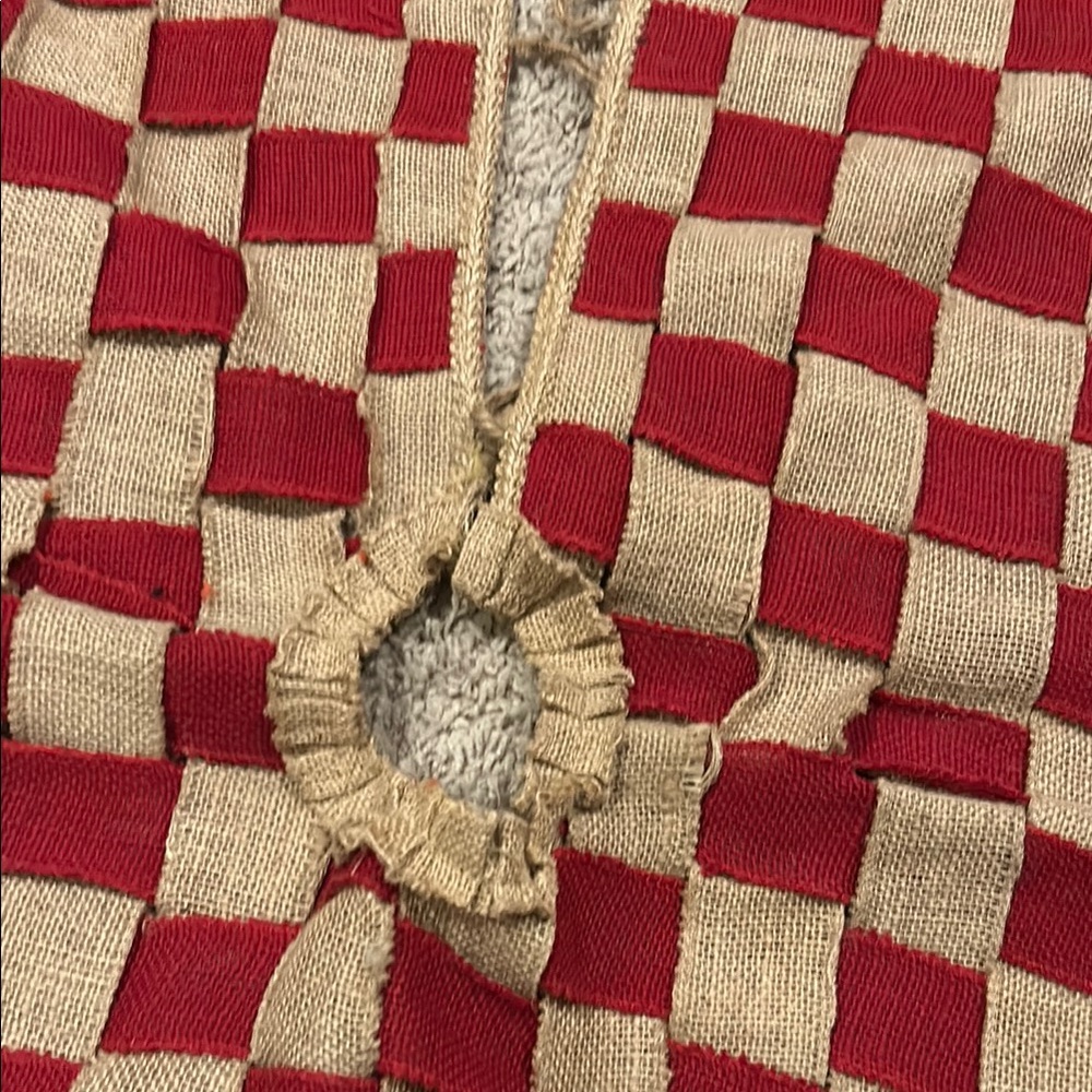 Red and Natural Burlap Tree Skirt